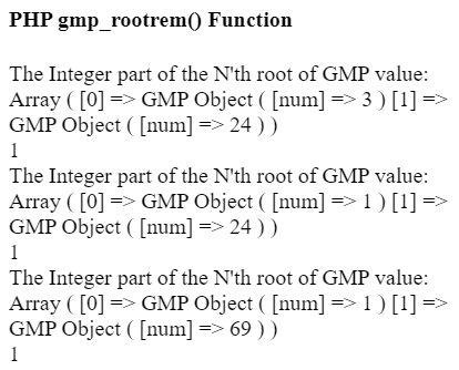 PHP gmp_rootrem() function