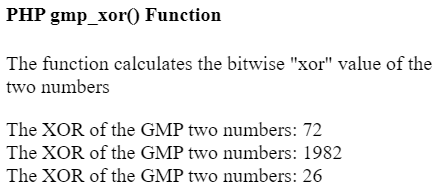 PHP gmp_xor() function