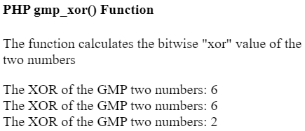 PHP gmp_xor() function