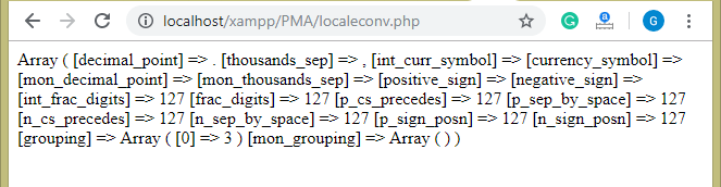 PHP String localeconv() Function