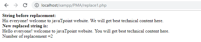 PHP String str_replace() function