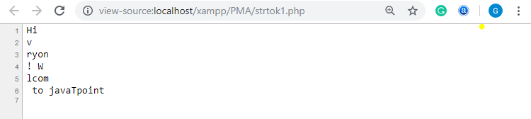PHP String strtok() function
