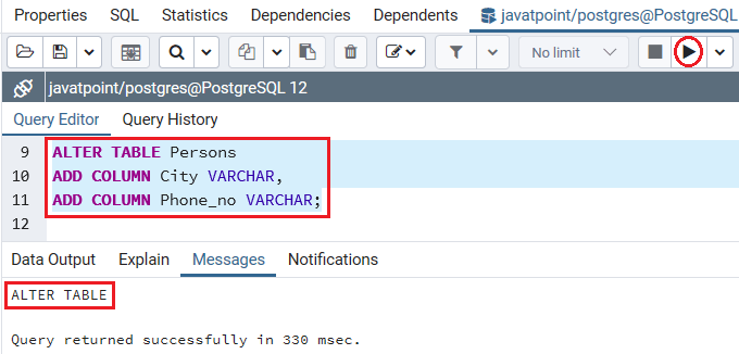 postgresql alter table add column