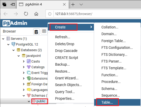 dbeaver postgresql create table