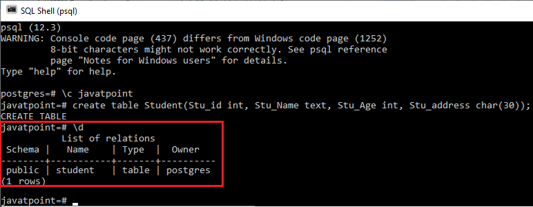 postgresql create table in schema