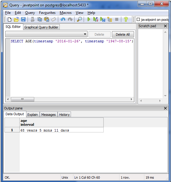 PostgreSQL Date Time Javatpoint