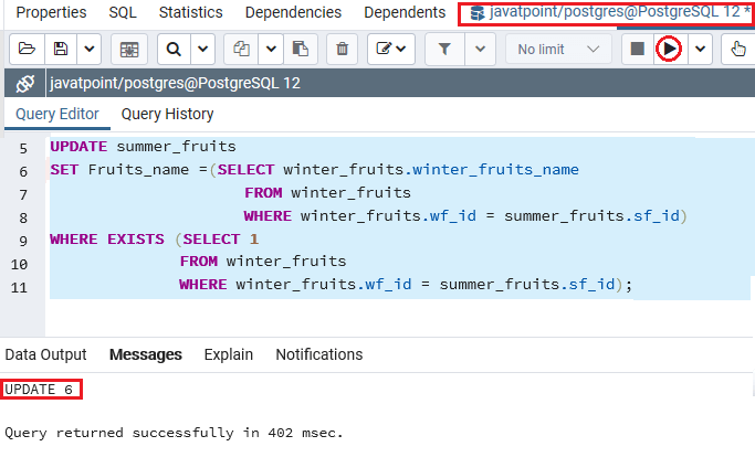 PostgreSQL Exists Condition javatpoint