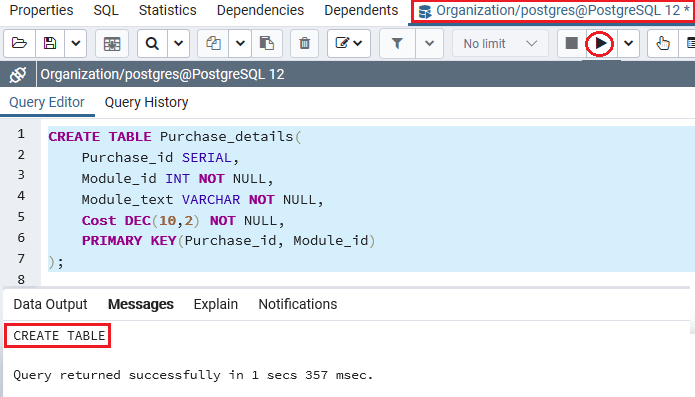 Postgres Terminal Create Table