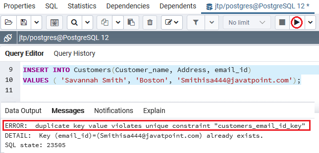 PostgreSQL Unique Constraint