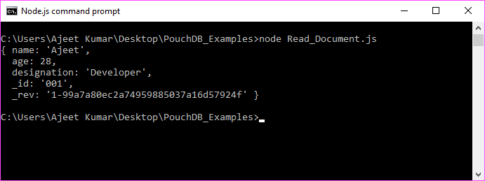 PouchDB Read document 1