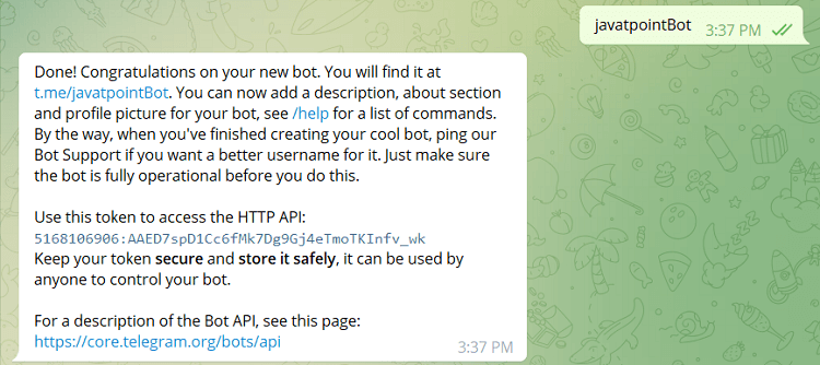 Building a Telegram bot using Python