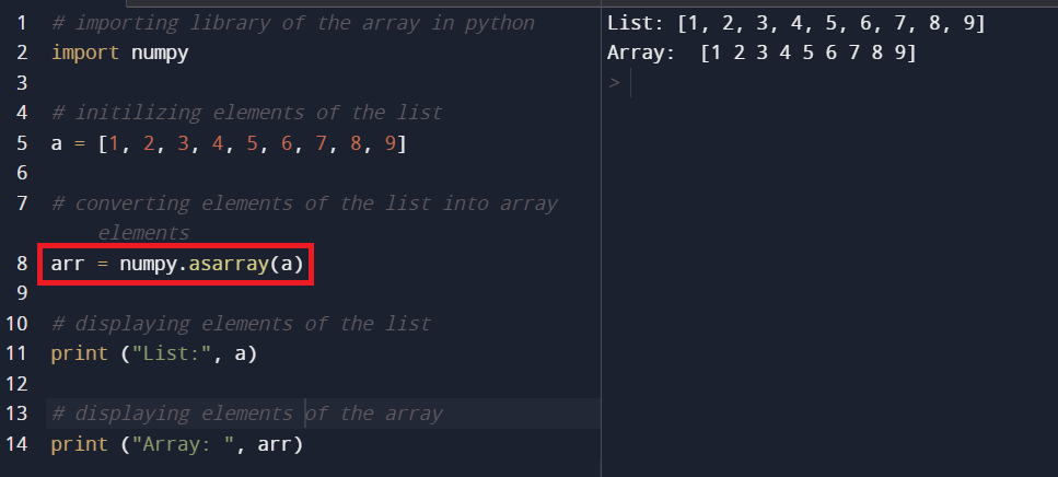 Convert Python List to NumPy Arrays