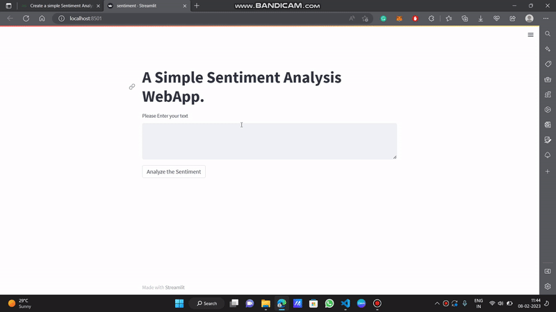 Create a Simple Sentiment Analysis WebApp using Streamlit