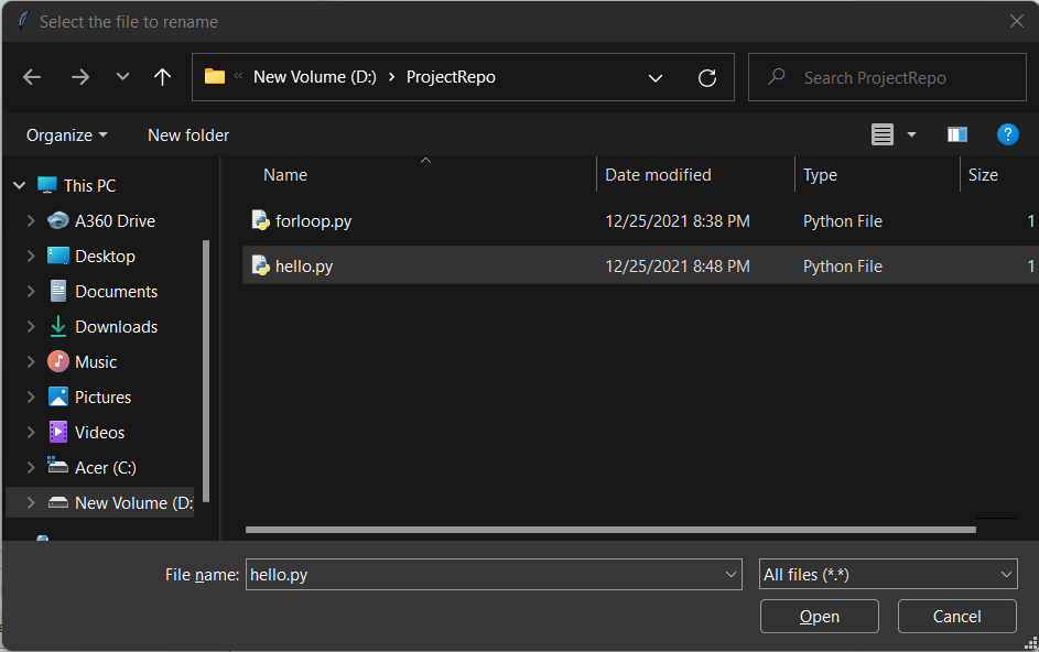File Explorer using Tkinter in Python