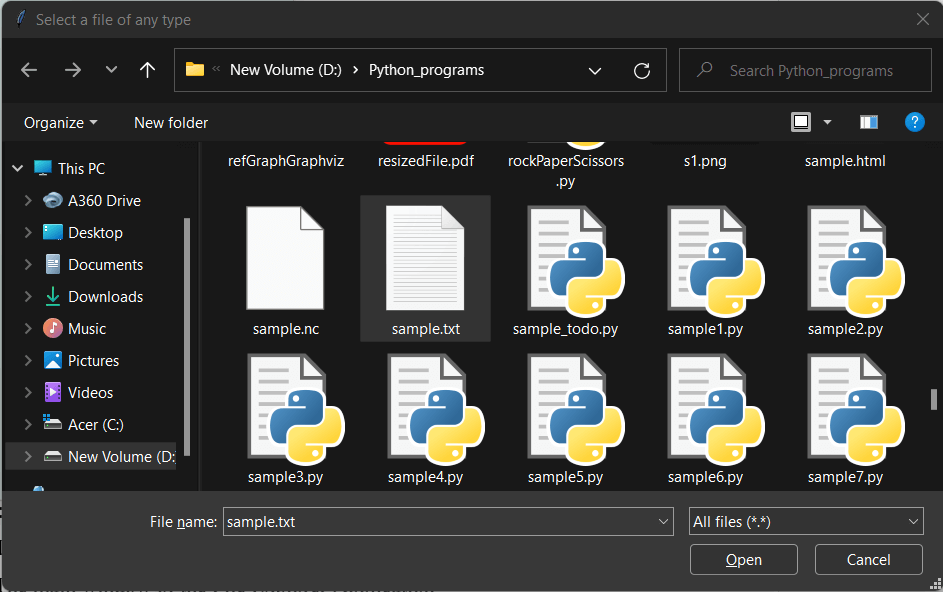 File Explorer using Tkinter in Python