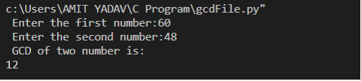 GCD of two number in python