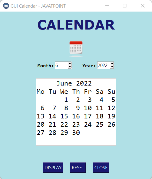 GUI Calendar using Tkinter in Python