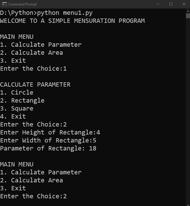 Menu-Driven Programs in Python