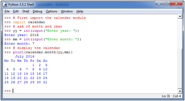 print list to screen using tabular format python