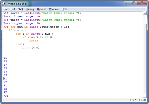 Python Program To Print All Prime Numbers Between An Interval Python 