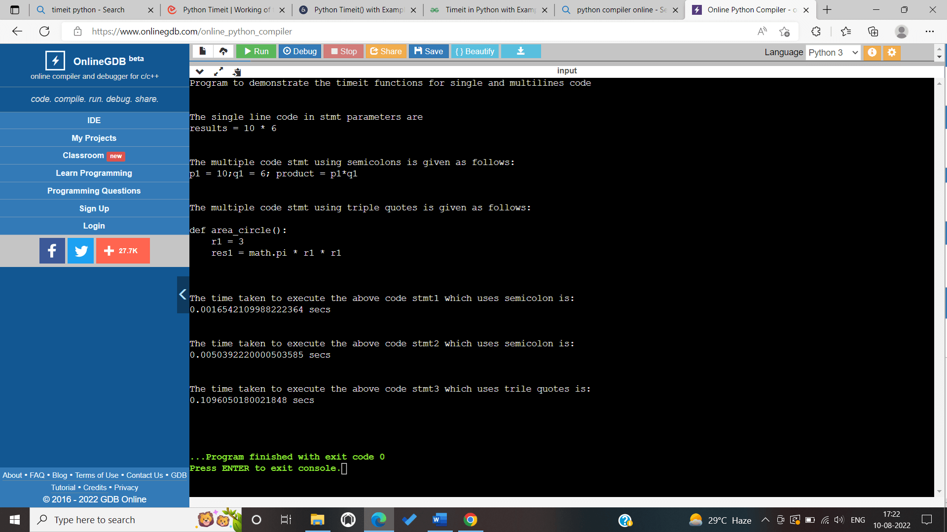 Python Timeit Module
