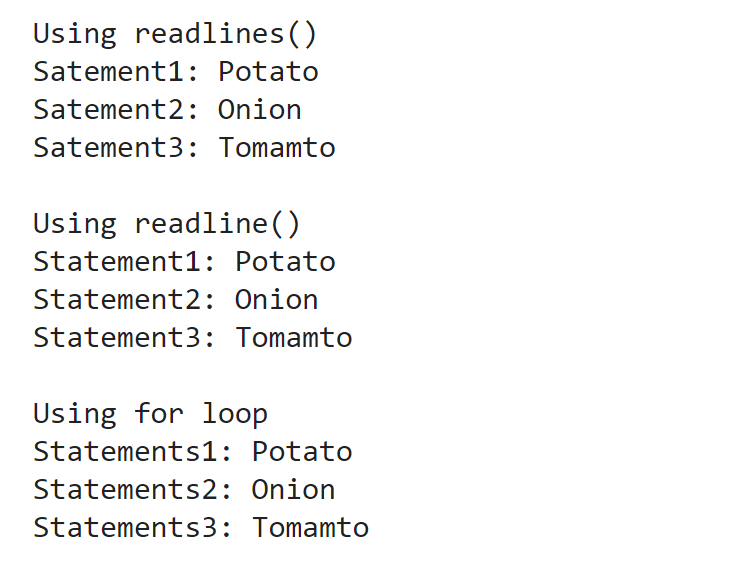 Readlines in Python