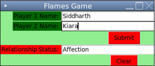 Simple FLAMES game using Tkinter in Python