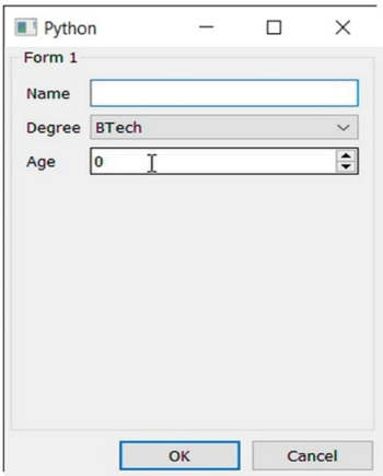 Simple Registration form using PyQt5 in Python