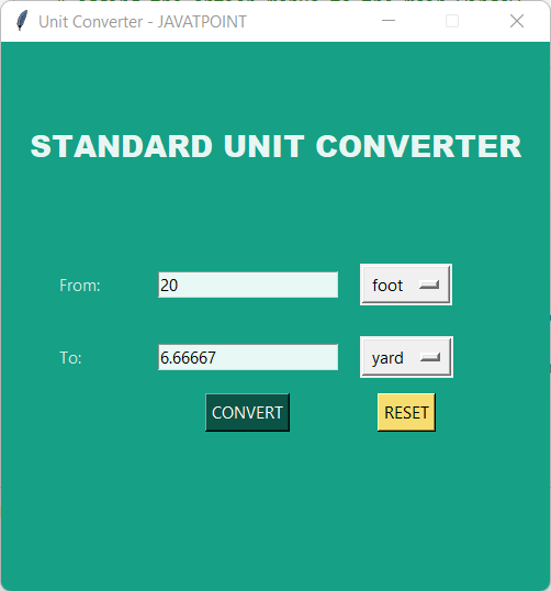 Standard GUI Unit Converter in Python