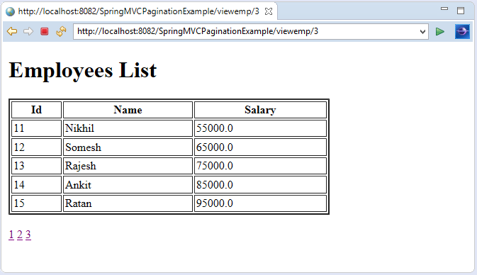 Spring MVC Pagination Example