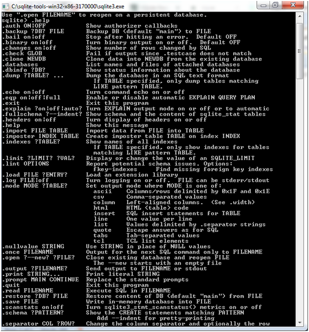 python and sqlite commands