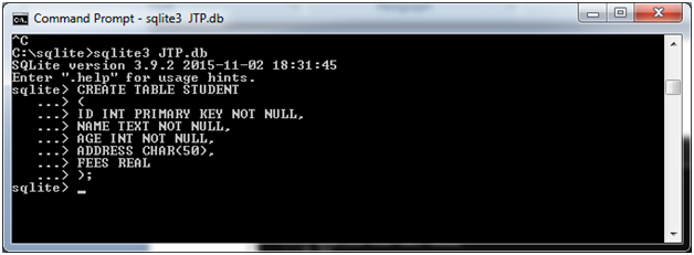 SQLite Create table 1