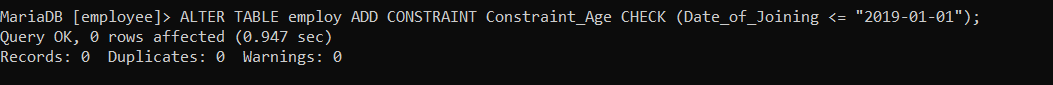 Check Constraint in SQL