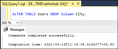 Mariner Pickering Darling Drop Column in SQL Server - javatpoint