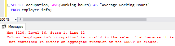 SQL server avg function