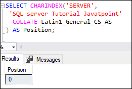 SQL Server CHARINDEX() Function