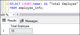 SQL server count function
