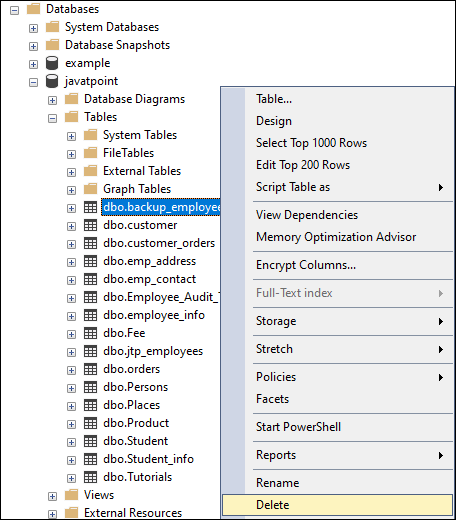 SQL Server DELETE or DROP Table