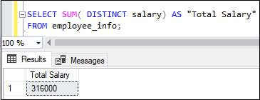 SQL server sum function