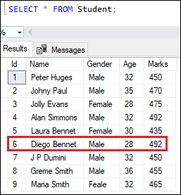 SQL server update data