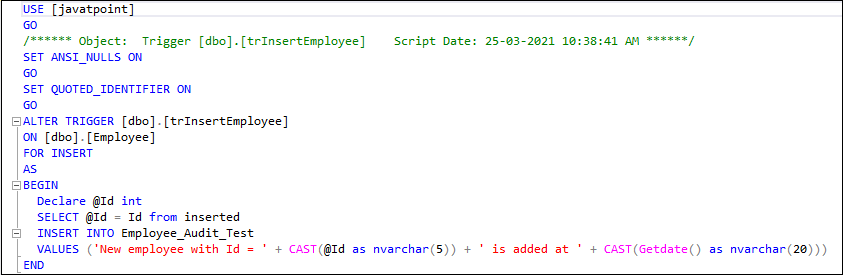 SQL Trigger - DBMS