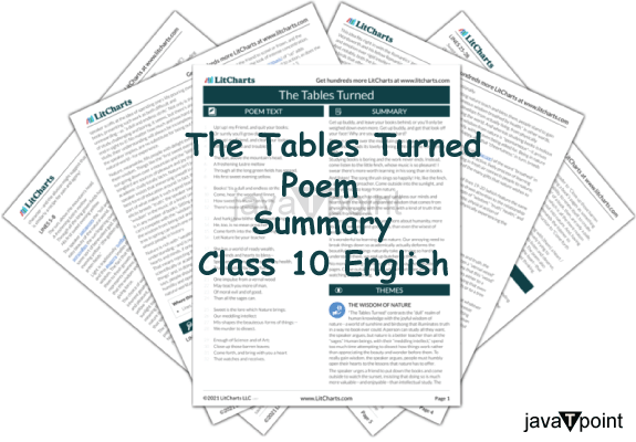 The Tables Turned Poem Summary class 10 English