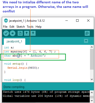 Arduino Array - JavaTpoint