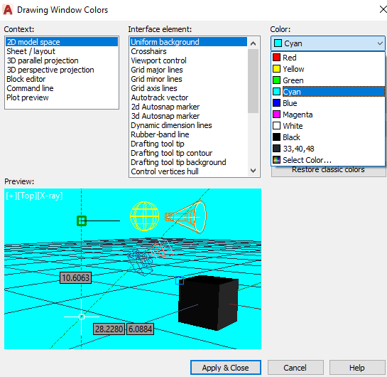 AutoCAD Background Color