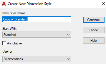 AutoCAD Dimension Style Manager