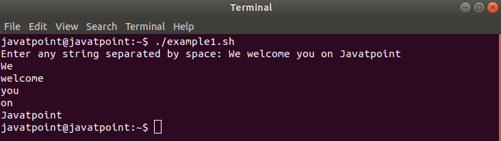 Bash Split String Javatpoint