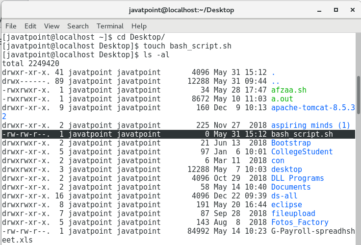 Hello World! Bash Script - Javatpoint