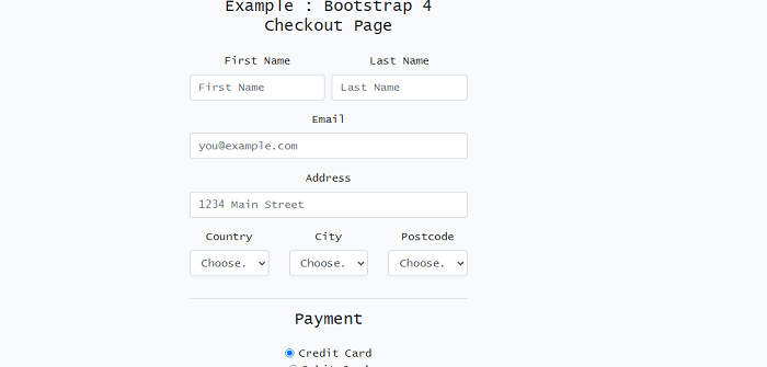 Bootstrap 4 Checkout Form