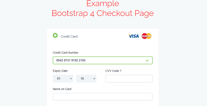 Bootstrap 4 Checkout Form