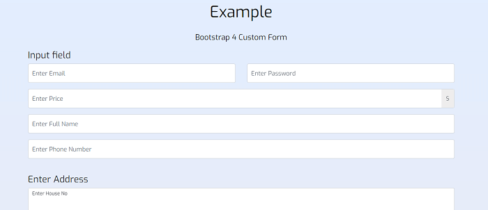 Bootstrap 4 custom form